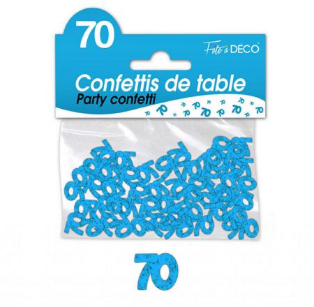 confettis de table 70 ans bleu 