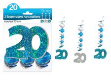 suspension accordeons hologramme 20 bleu 