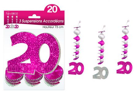 suspension hologramme accordeons 20 rose 