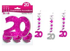 suspension hologramme accordeons 20 rose 