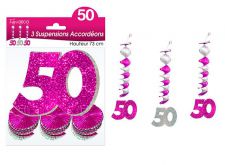 suspension hologramme accordeons 50 rose 