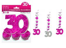 suspension hologramme accordeons 30 rose 