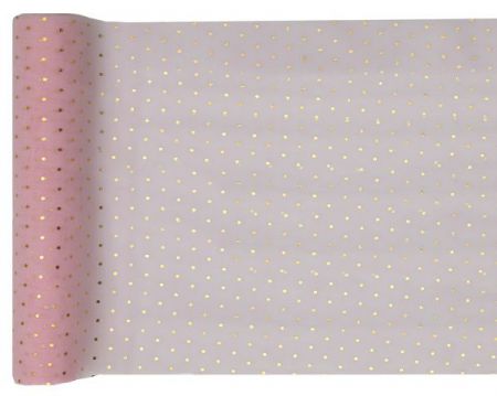 chemin de table rose pois or plumetis 