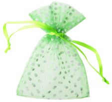 sachet vert pois blanc 