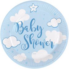 65350 assiette baby shower bleu 