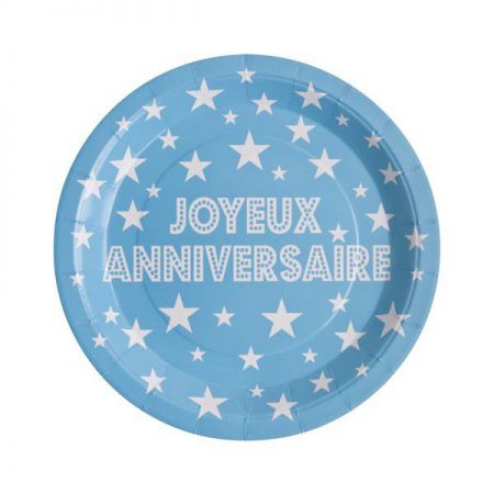 assiette joyeux anniversaire les 10 pieces bleur table mariage anniversaire anniversaire promo fete magasin action solderie winn 