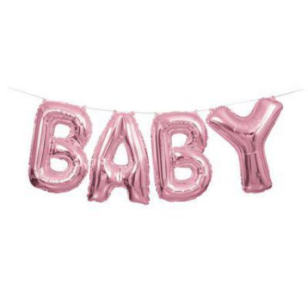 banniere baby ballon rose 