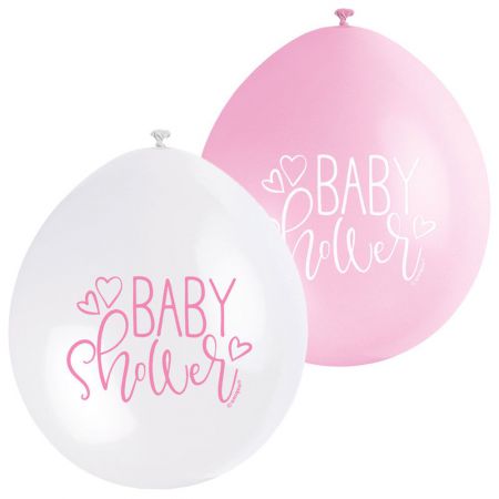 ballon baby shower rose et blanc 