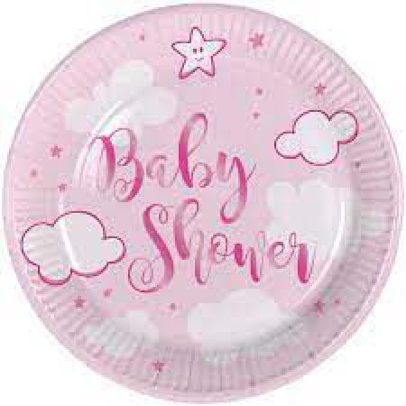 assiette baby shower rose 