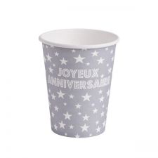 gobelet joyeux anniversaire les 10 pieces gris mariage bapteme anniversaire promo fete magasin action solderie winn