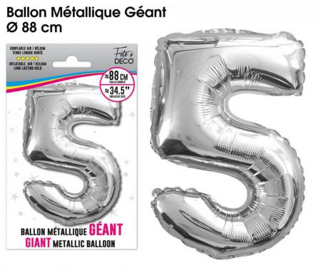 ballon helium alu geant chiffre 5 