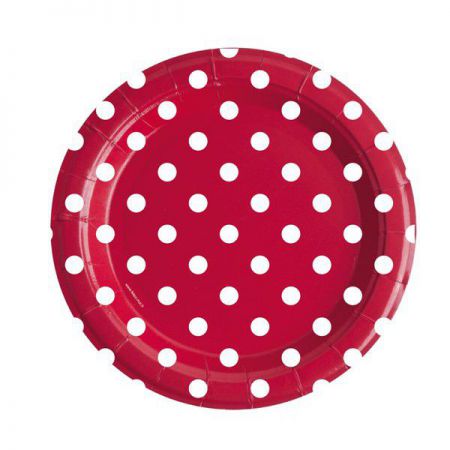 assiette pois rouge les 10 pieces anniversaire communion mariage fete feudartifice cotillons 