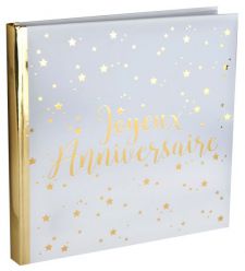 livre d or anniversaire blanc ecriture or 