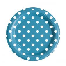 assiette pois turquoise les 10 pieces anniversaire communion mariage fete feudartifice cotillons