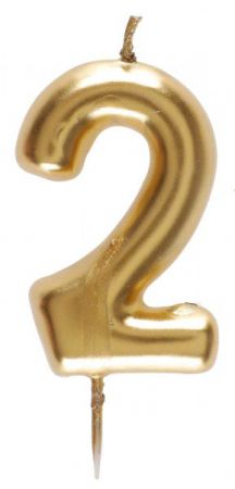 bougie chiffre 2 or 