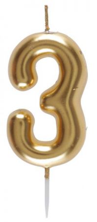 bougie chiffre 3 or 