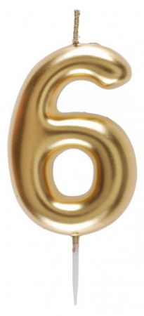 bougie chiffre 6 or 