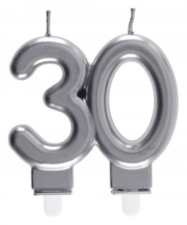 bougie anniversaire 30 ans argent 