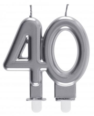 bougie anniversaire 40 ans argent 