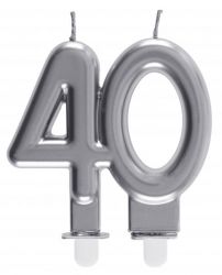 bougie anniversaire 40 ans argent 