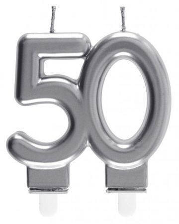 bougie anniversaire 50 ans argent 