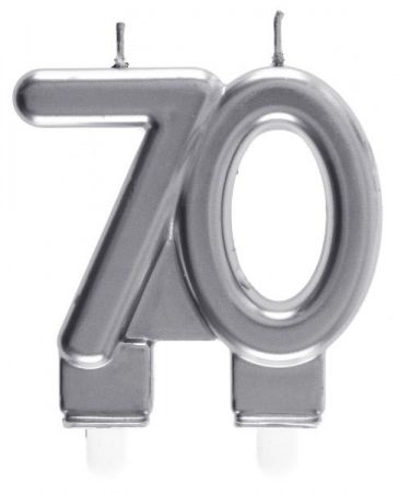 bougie anniversaire 70 ans argent 