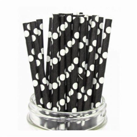 paille pois noir les 10 pieces anniversaire communion mariage fete feudartifice cotillons 