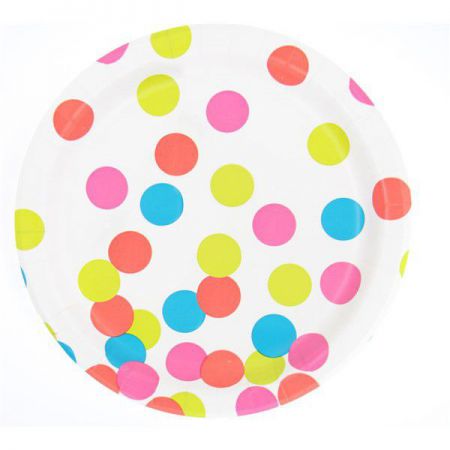 assiette gros pois multicolore les 10 pieces anniversaire communion mariage fete feudartifice cotillons 