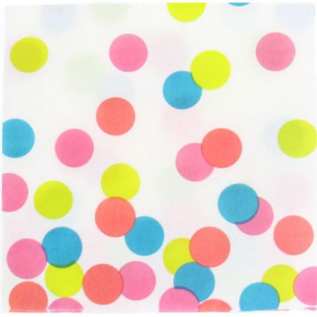 serviette gros pois 3 plis multicolore les 20 pieces anniversaire communion mariage fete feudartifice cotillons 