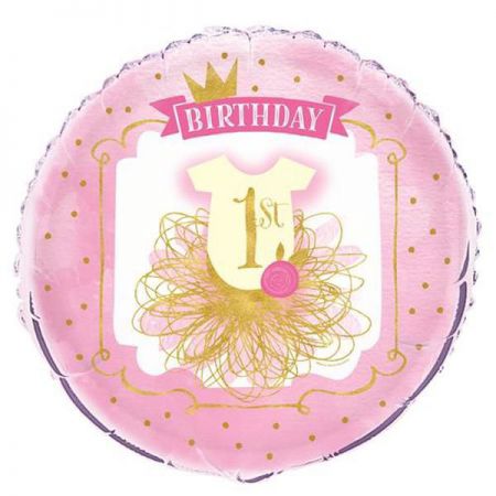 ballon metal helium 1st birthday rose 