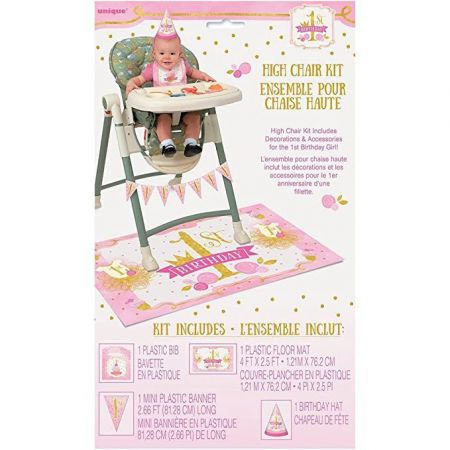 kit 1st birthday chaise haute rose 