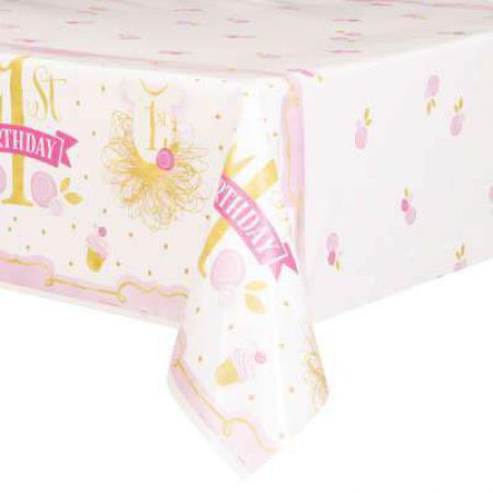 nappe plastique 1st birthday rose 
