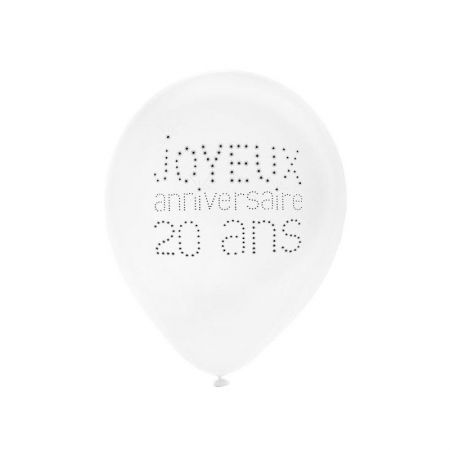 ballon j anniversair 20 ans blanc 