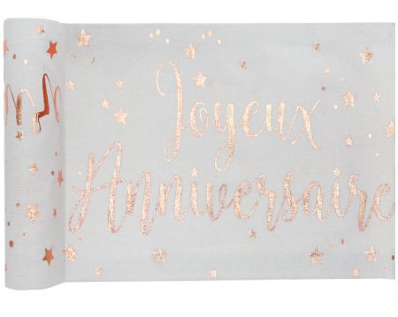 chemin de table joyeux anniversaire rose gold sx 