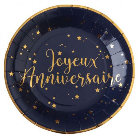 assiette joyeux anniversaire bleu 