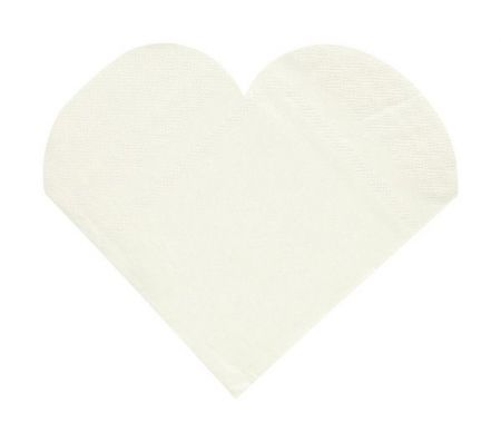 20 serviette coeur blanc  