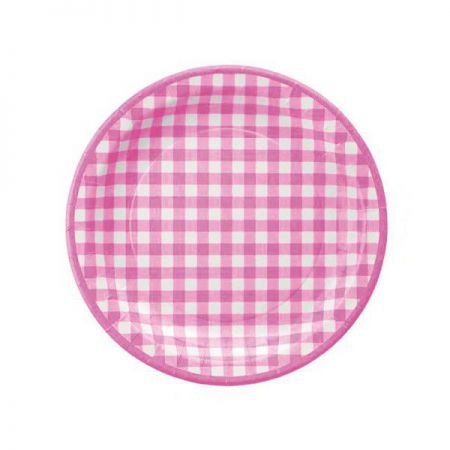 assiette vichy rose les 10 pieces anniversaire communion mariage fete feudartifice cotillons 