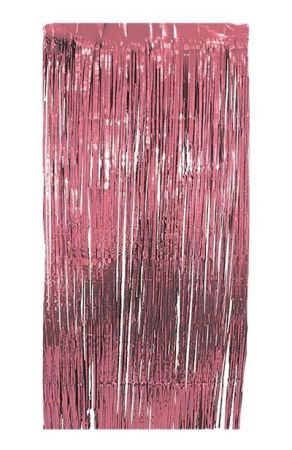 rideau lame rose 