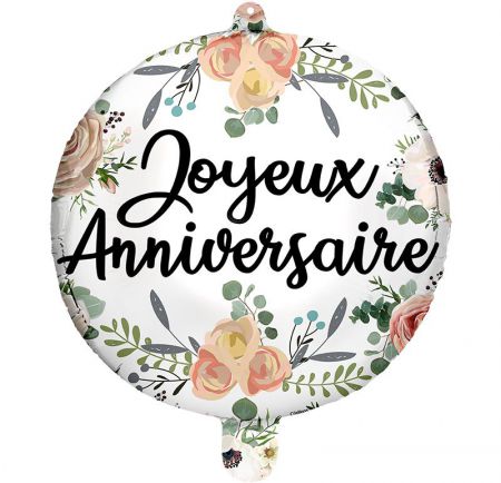 36500 16 ballon foil anniversaire fleur tendre 