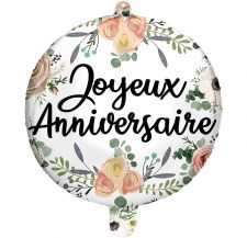36500 16 ballon foil anniversaire fleur tendre 