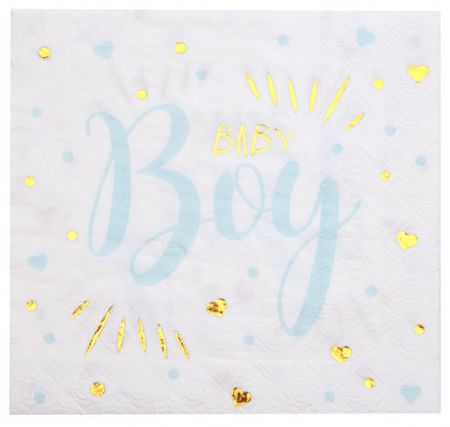 7254 6 serviette baby shower blue boy 