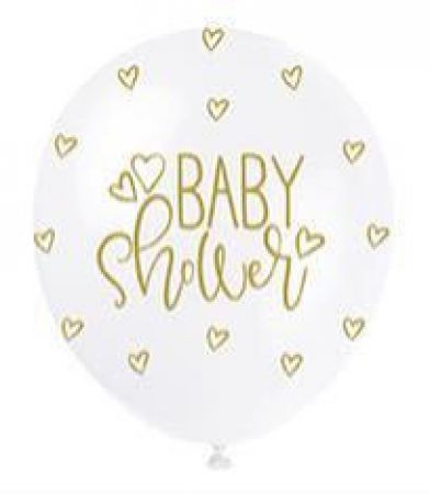 ballon baby shower blanc or 