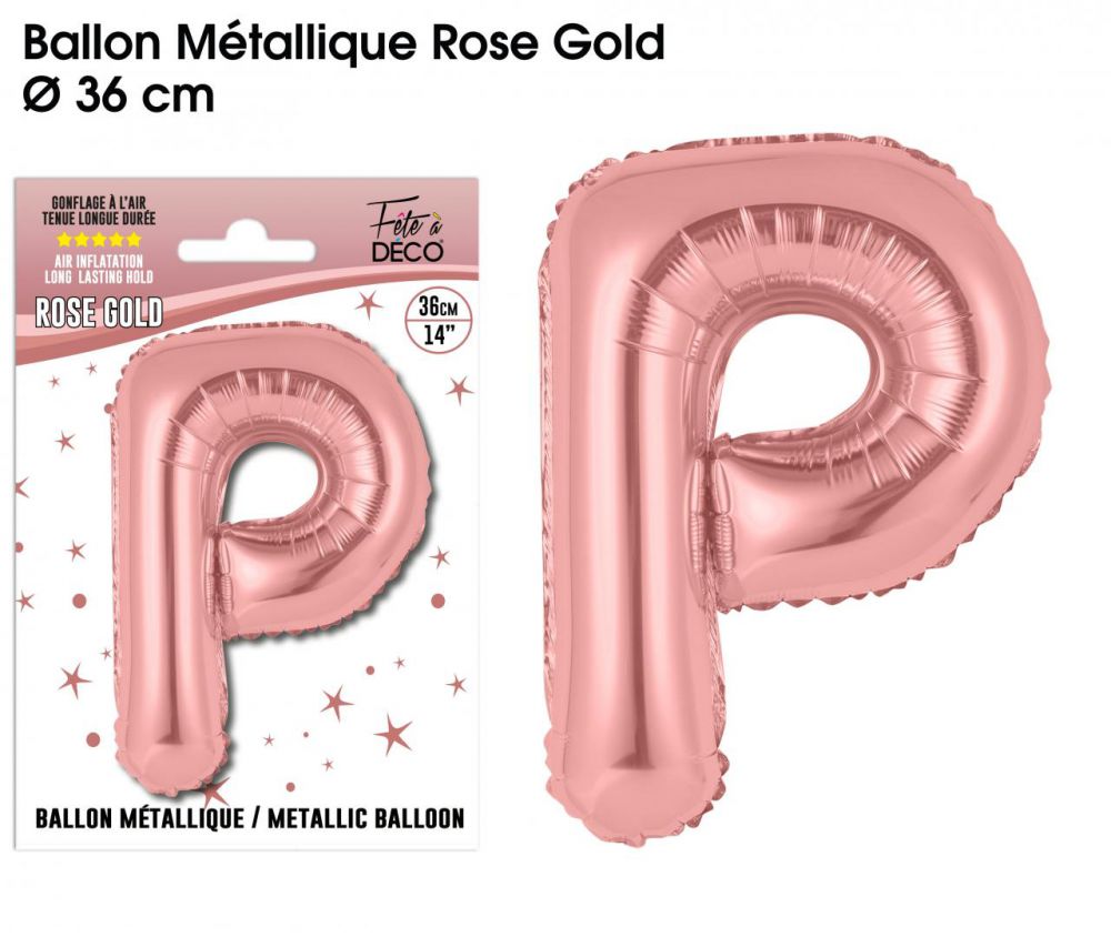 BALLON MÉTALLIQUE 36CM LETTRE R - ROSE GOLD