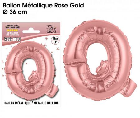 ballon metallique rose gold lettres q 