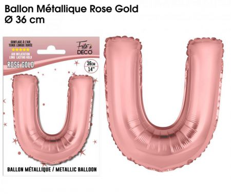 ballon metallique rose gold lettres u 