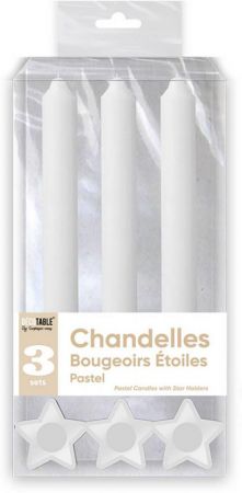 bougie blanche avec supports etoile 