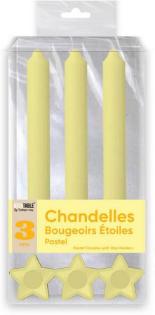 chandelle jaune avec support etoile 