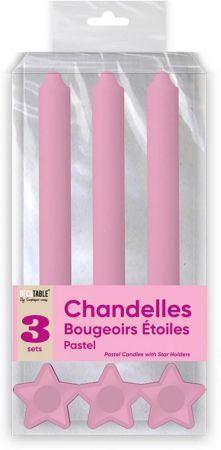 chandelle rose avec support etoile 