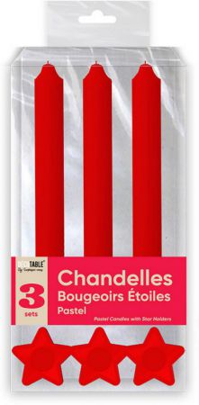 chandelle rouge avec support etoile 