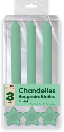 chandelle vert avec support etoile 